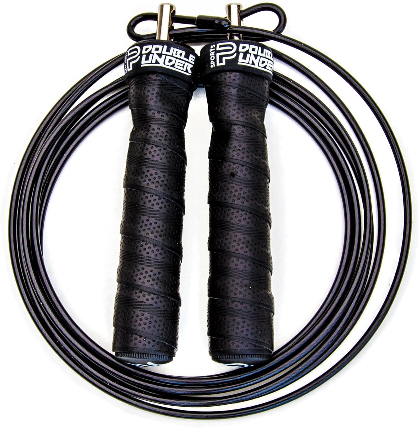 Jump Rope Workout System for Double Unders, 2 Cable Weights for Heavy and Light Skipping, Speed Grip for WOD, HIIT Workouts, MMA or Boxing, 10 Foot Adjustable for Men and Women