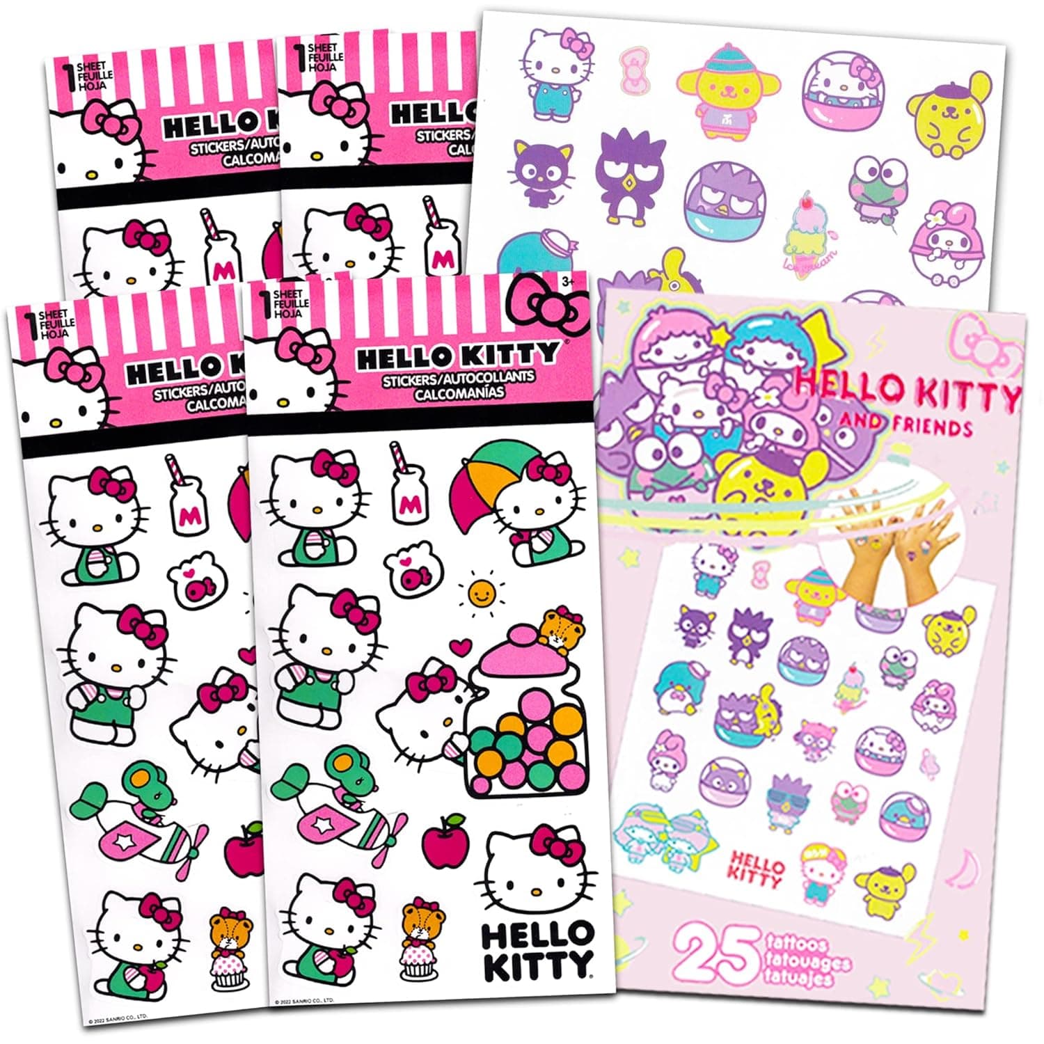 Hello Kitty Stickers Party Supplies Bundle Pack - Stickers and Temporary Tattoos with Bonus Hello Kitty Reward Stickers, Coloring Pages, and Certificates (Hello Kitty School Supplies, Party Favors)