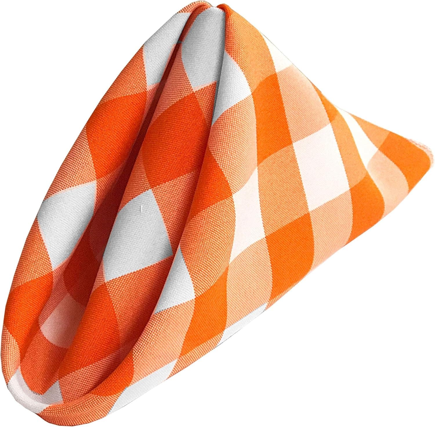 LA Linen Checkered Napkins, 18" X 18", Orange and White