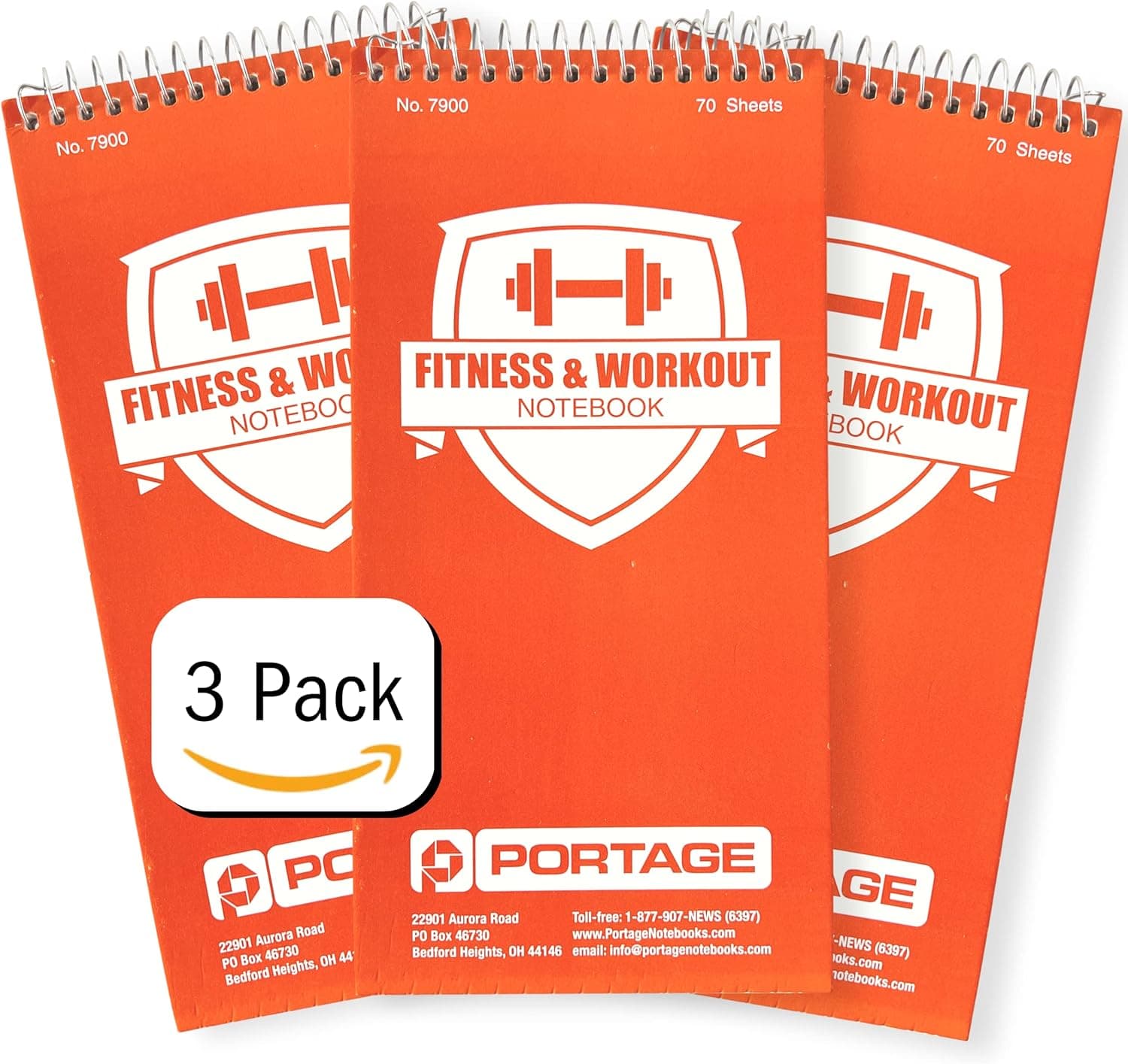 Fitness and Workout Notebook - Fitness Tracker Journal, Workout Log, Exercise & Weight Training Notebook Planner, Fitness Tracker Log for Bodybuilding – 4x8 In, 70 Sheets, 3 Pack