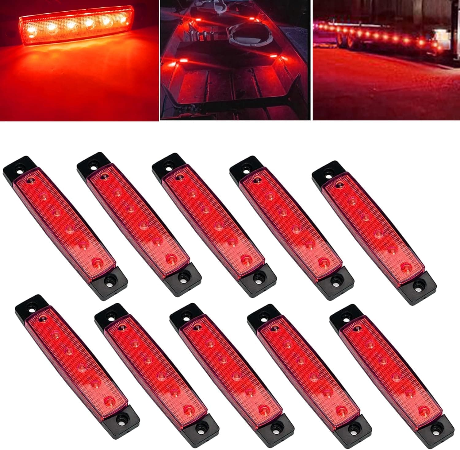 NBWDY 10Pcs 3.8'' Red Side Marker Lights,Truck Front Side Marker Lights,Trailer Indicators lights,LED Rock Lights, Car Underglow Lights,LED wheel Lights for Turck Trailer Lorry Golf Cart RV UTV ATV