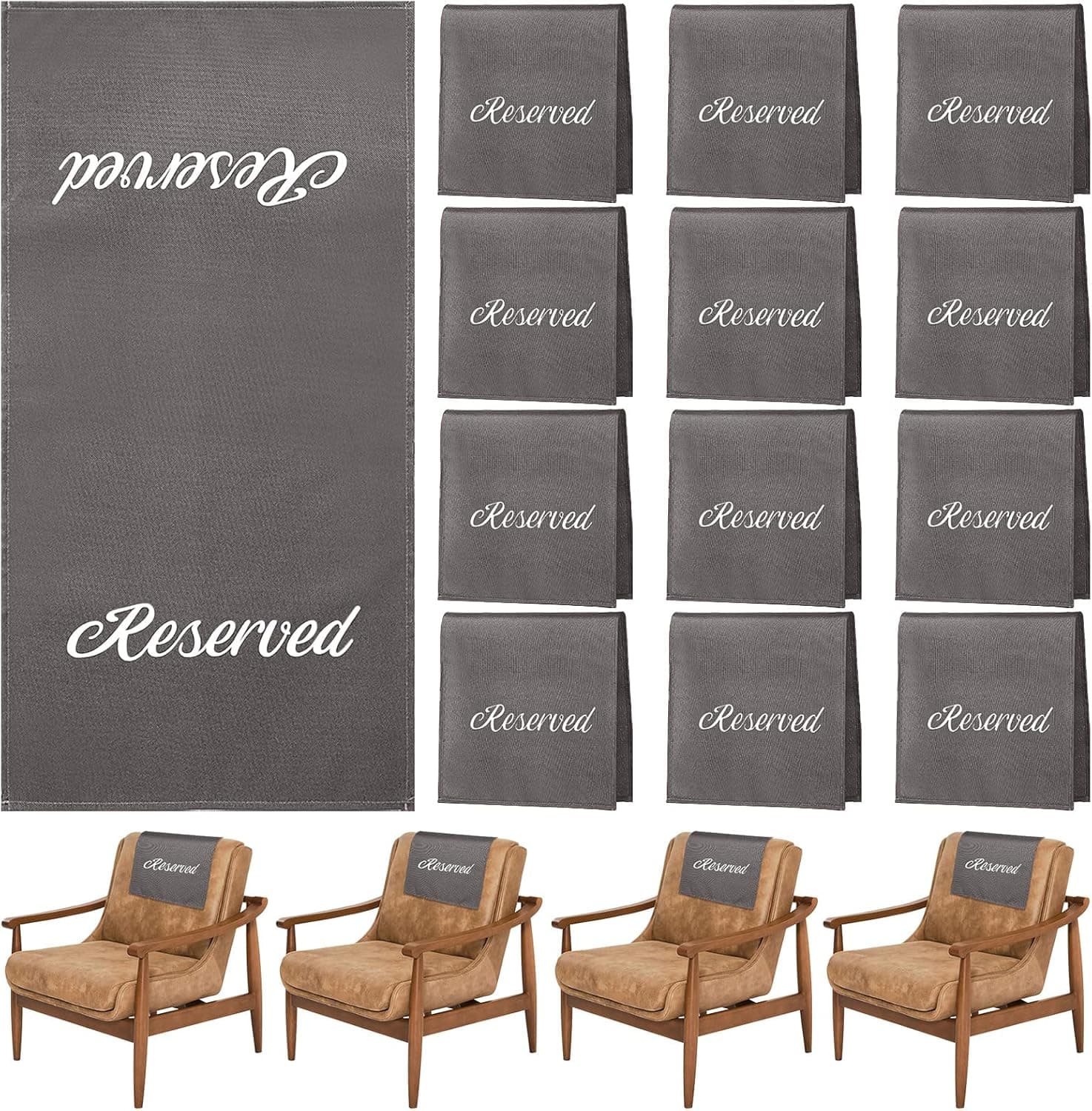 Tatuo 12 Pieces Reserved Signs for Pews Reserved Pew Cloths 22 Inch Reserved Seating Signs Placeholder for Church Pew Seats Wedding Seating Decoration Church Event (Gray and White)