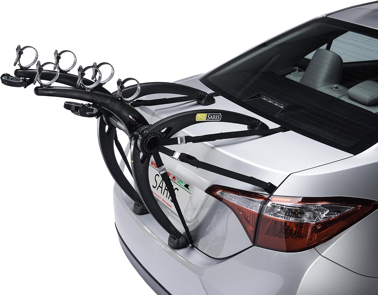Saris Bike Racks, Bones Car Trunk Bicycle Rack Carrier, Mounts 3 Bikes, Black