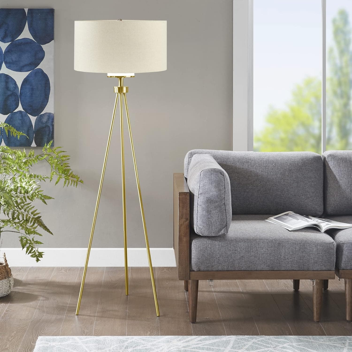 INK+IVY Pacific Tripod Floor Lamp 20" Dia x 66.5" H Gold, See Below