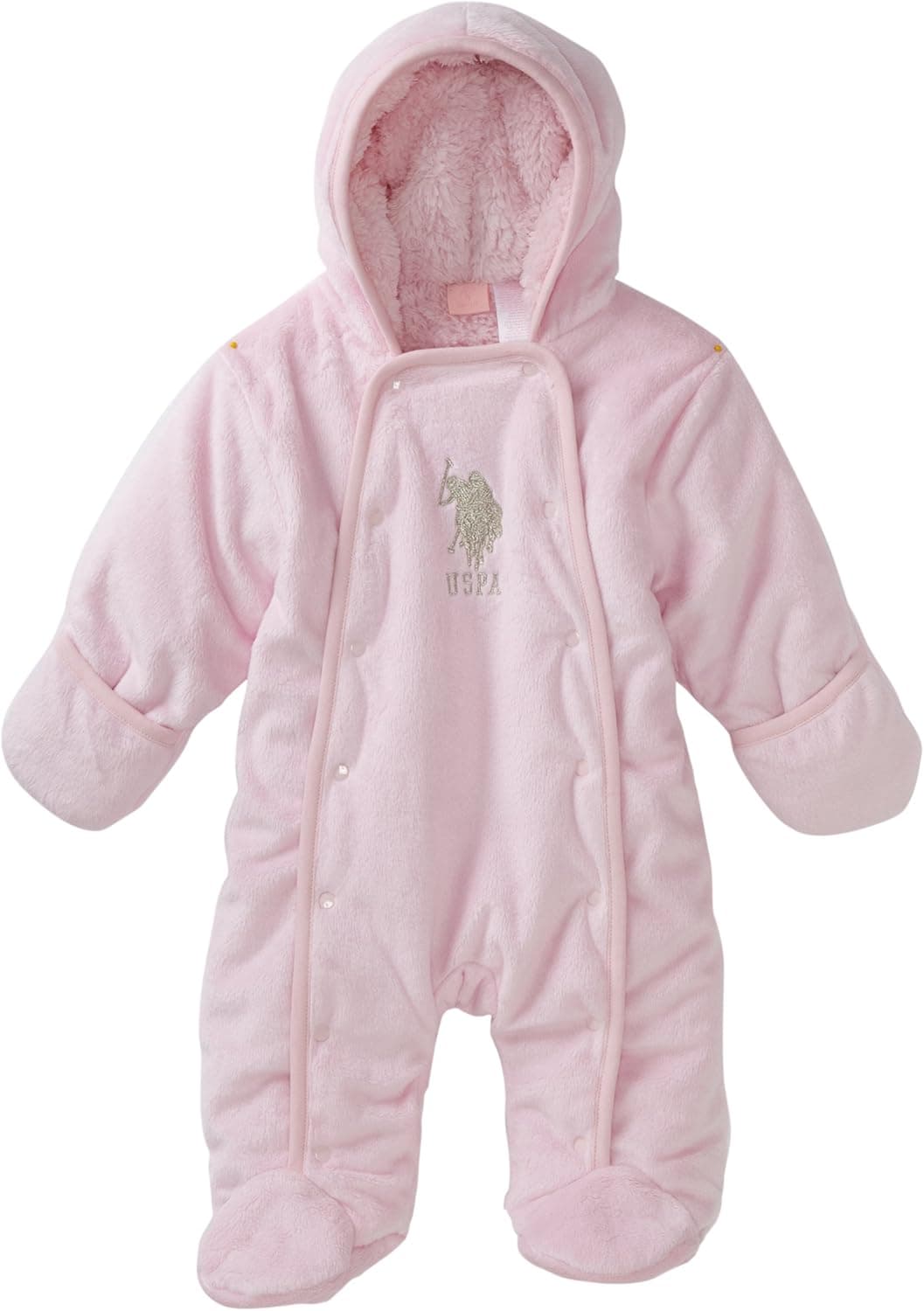 U.S. Polo Assn. Baby Girls' Newborn Double Front Snap Pram Set