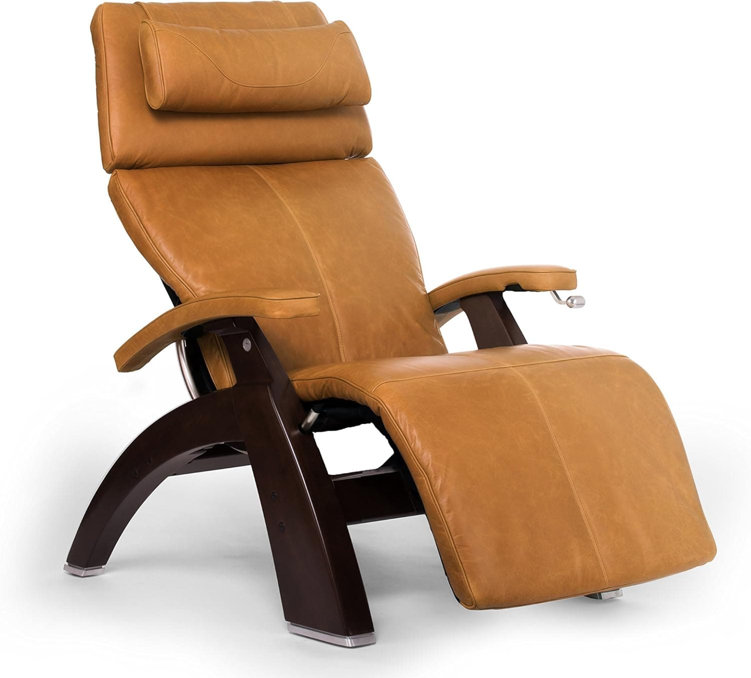 Human Touch Perfect Chair "PC-420" Premium Full Grain Leather Hand-Crafted Zero-Gravity Dark Walnut Manual Recliner, Sycamore