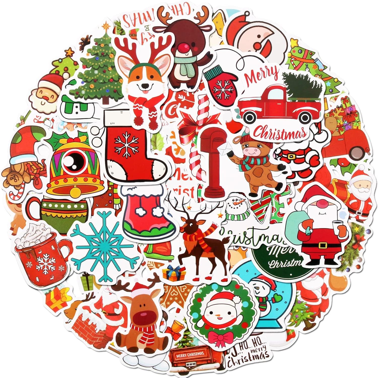 100 Pack Christmas Stickers, Water Bottles Phone Skateboard Laptop Luggage Stickers, Waterproof, Self Adhesive.