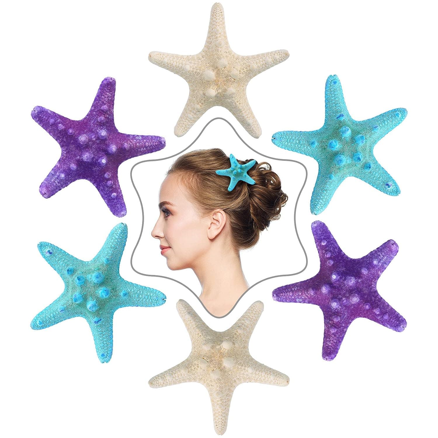 6 Pieces Starfish Hair Clip Beach Sea Star Hair Pins Mermaid Hair Clips Accessories for Women Girls Wedding Supplies