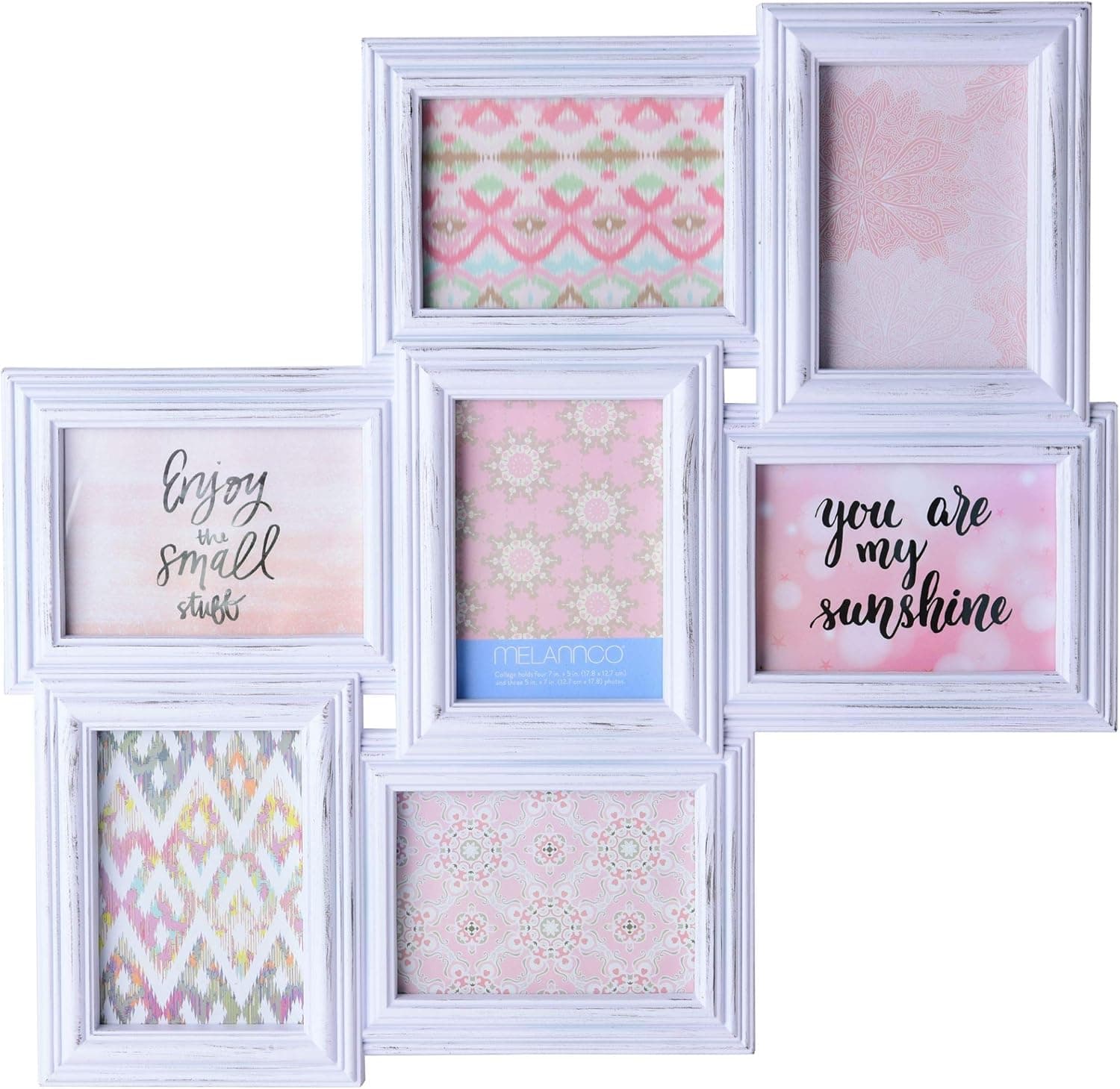 MELANNCO 7-Opening Wall Collage, Distressed White
