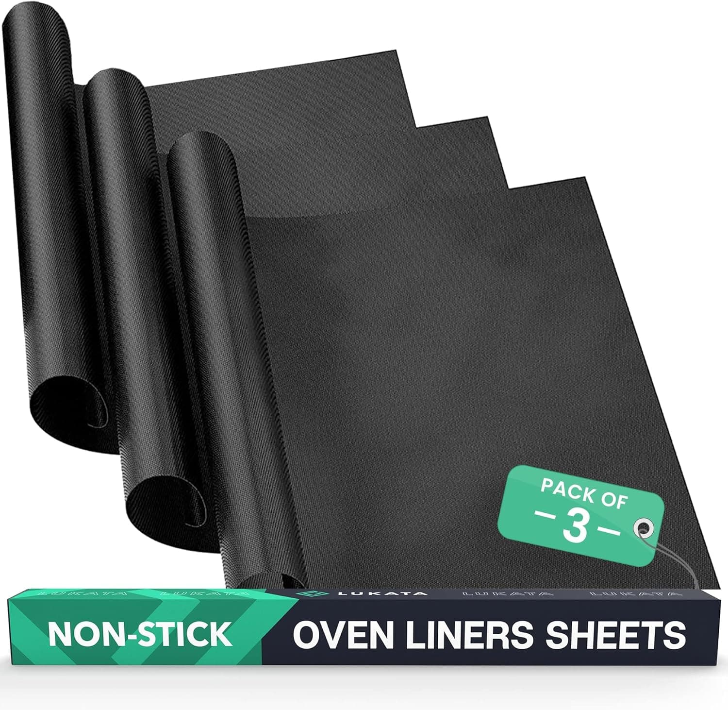 Oven Liner Sheet (Pack of 3) - 19.69" x 15.75" Large Premium Oven Liners For Bottom of Electric Oven and Gas Oven - Reusable Non-Stick Oven Mat for Bottom of Oven - BPA and PFOA Free