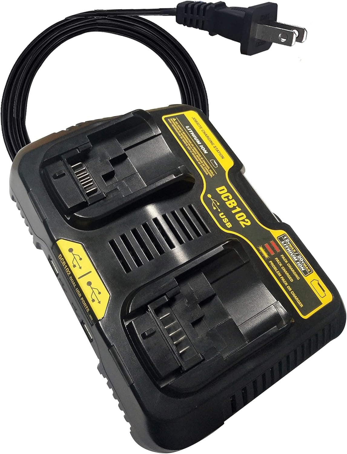 UNGINO Compatible with DCB102 dewalt 20v Battery Charger Replace Dewakt DCB102 DCB102BP DCB104 DCB112 DCB115 to Fit DEWALT Li-ion Battery DCB205-2 DCB204-2 DCB127 12-Volt 20-Volt MAX