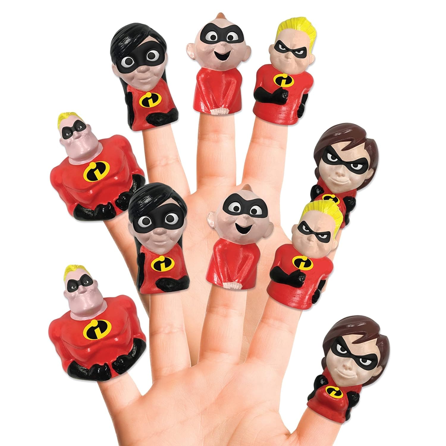 Disney Incredibles Finger Puppets, 10 Pc. - Party Favors, Educational, Bath Toys, Story Time, Beach Toys, Playtime