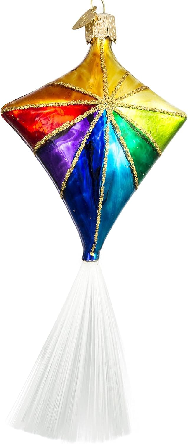 Old World Christmas – Kite Ornament – Hand Painted Blown Glass – for Fake and Real Trees