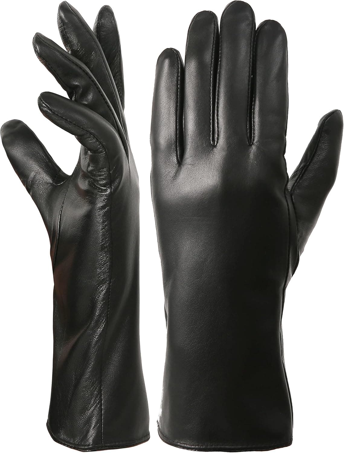 VIKIDEER Long Genuine Leather Gloves for Women Full Touchscreen Winter Warm Lined Elegant Type