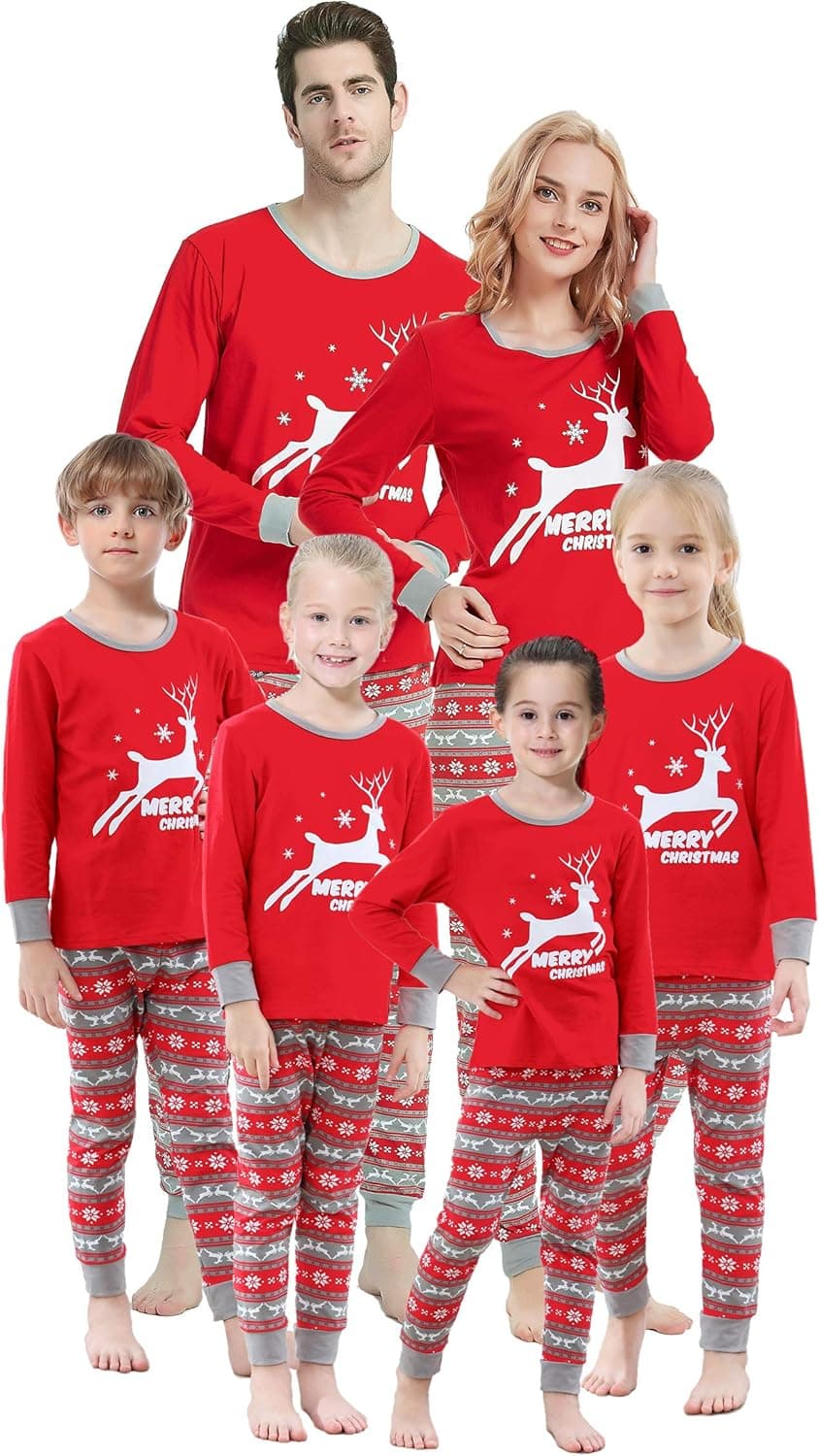 Christmas Deer Pajamas for Men Father Adult Matching Pjs Sleep Clothes Dad Nightwear Pants Set Size L