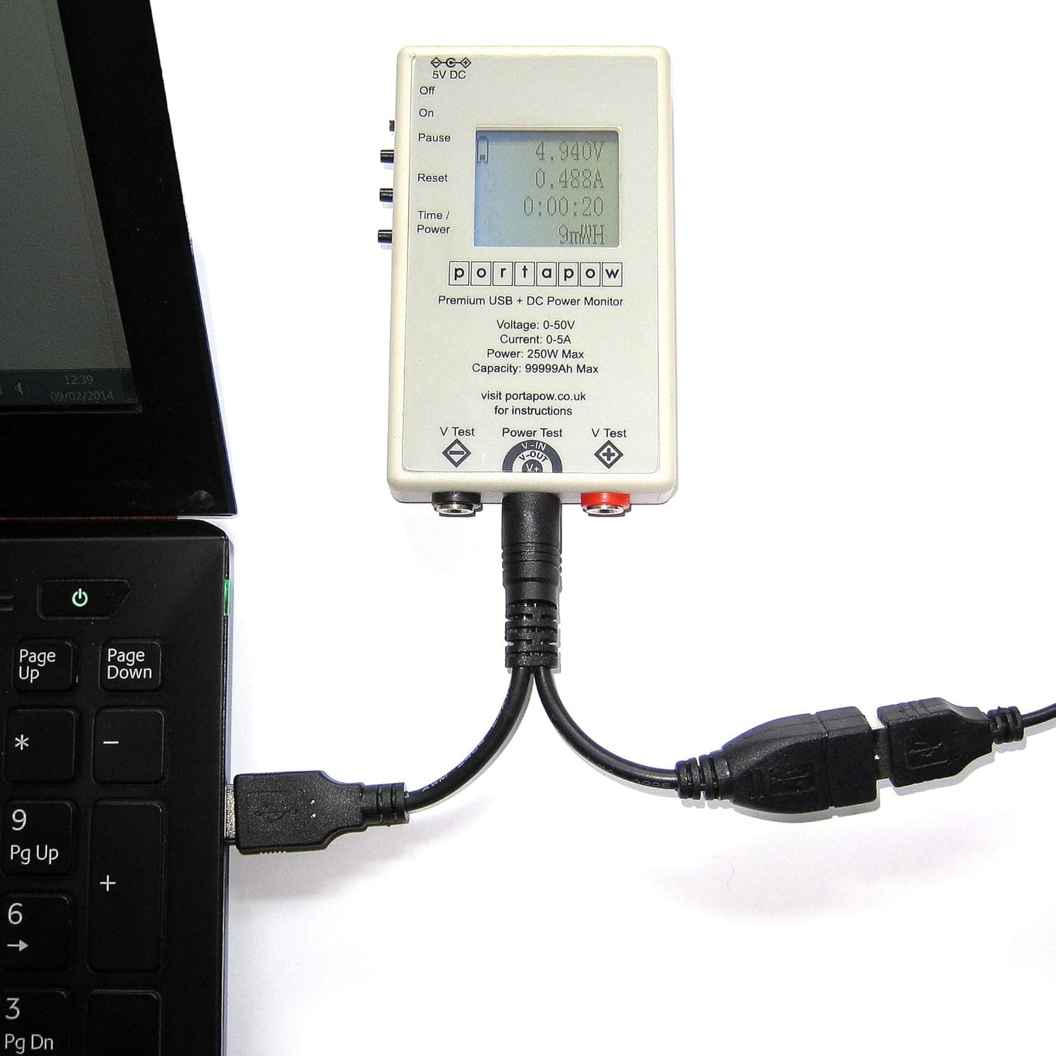 PortaPow Premium USB + DC Power Monitor / Multimeter / DC Ammeter