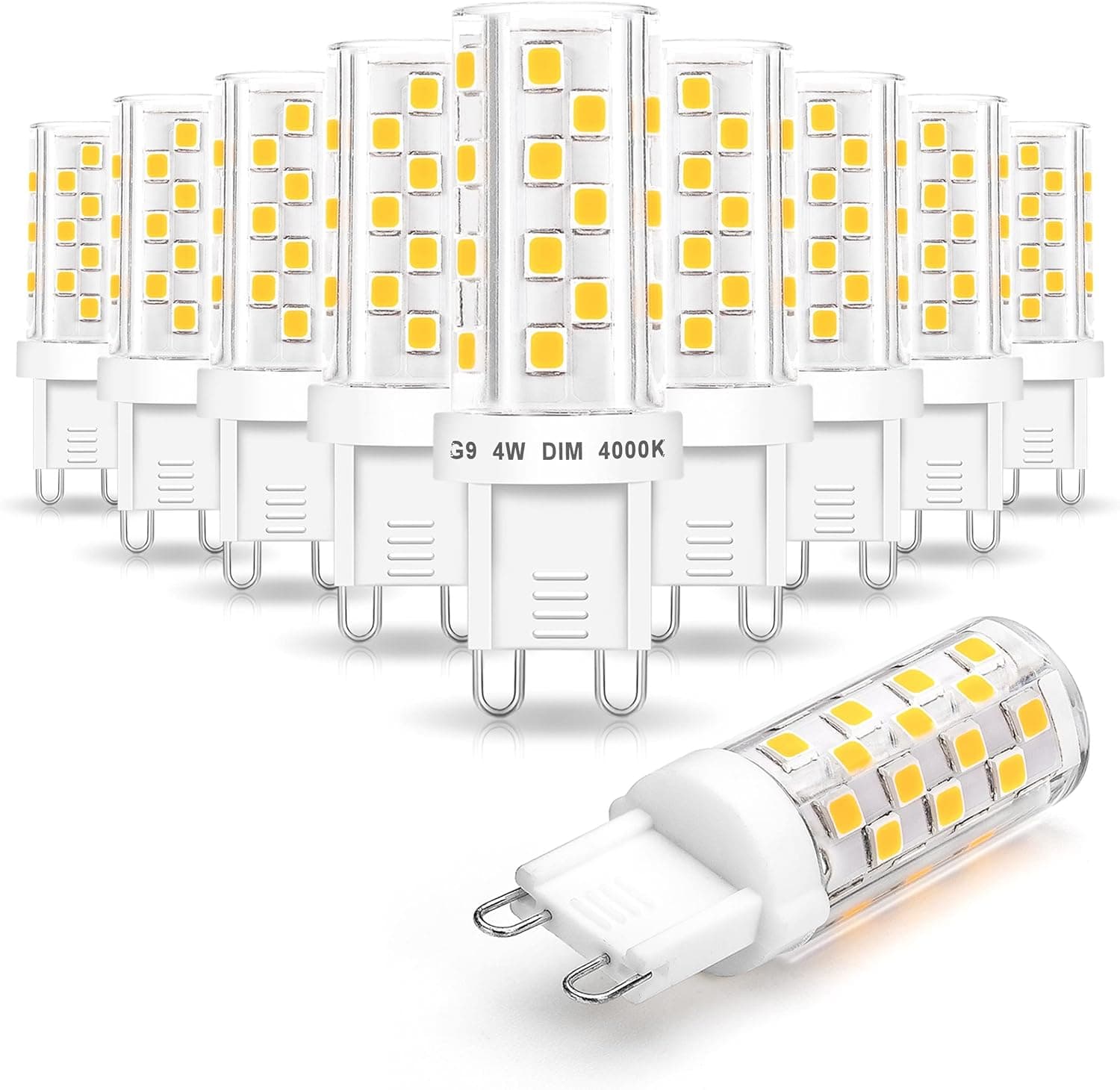 Ziomitus G9 Led Bulbs Dimmable 4W 4000k Natural White,Replace G9 40W 35W Halogen, AC120V Bi-pin G9 T4 Neutral LED Bulbs for Chandelier Wall Pendant Ceiling Lamps(10Pack)