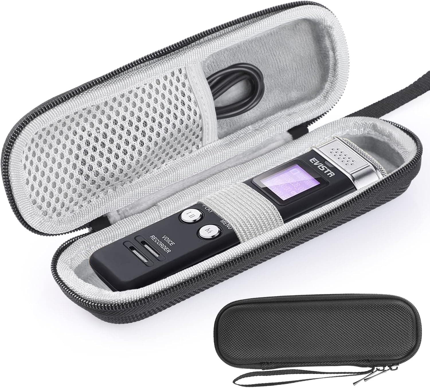 Joogee Digital Voice Recorders Case, EVA Zipper Carrying Case for MP3 Players, Travel Protective Carrying Storage Bag for USB Cable, Earphones-Bose QC20, Memory Cards, U Disk, Black