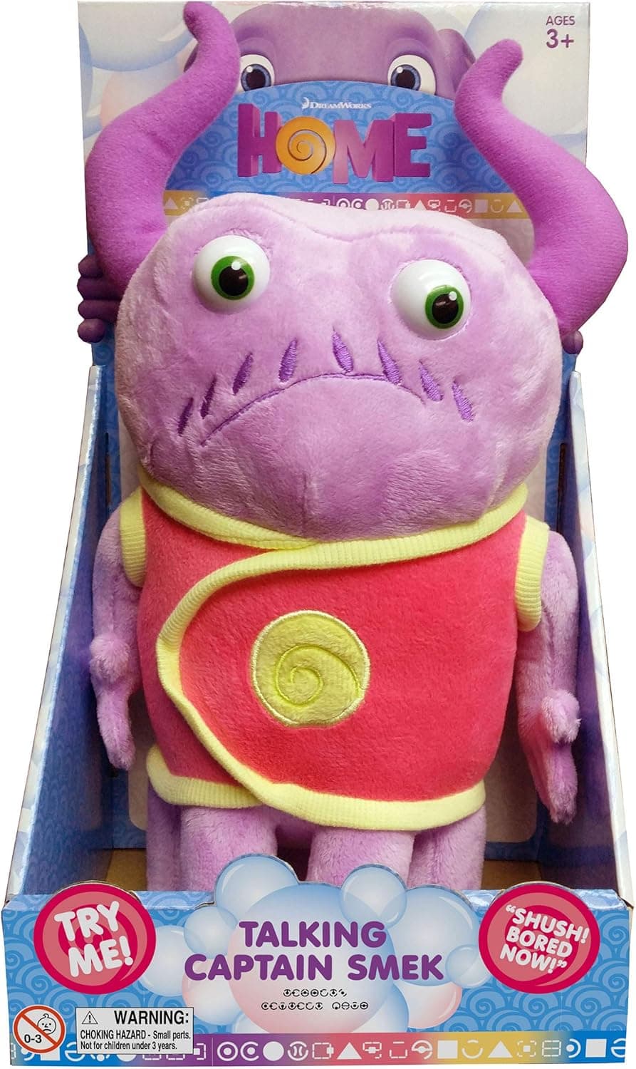 Dreamworks home - Talking Captain Smek Plush Toy - Squeeze His Tummy To Hear 5 Key Phrases from the Movie - Lightweight, Soft, Cuddly Toy - Makes for a Great Travel Buddy