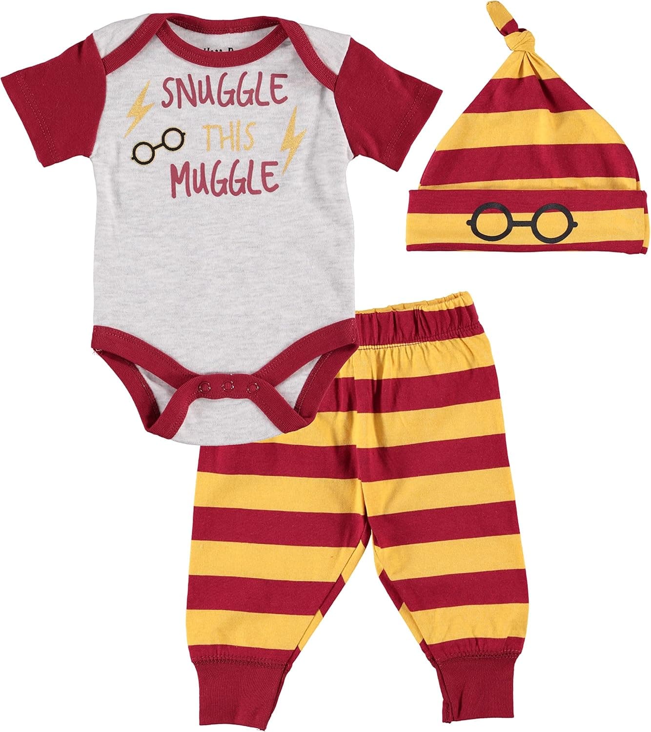 Harry Potter baby-boys Bodysuit Jogger Pants Beanie Cap