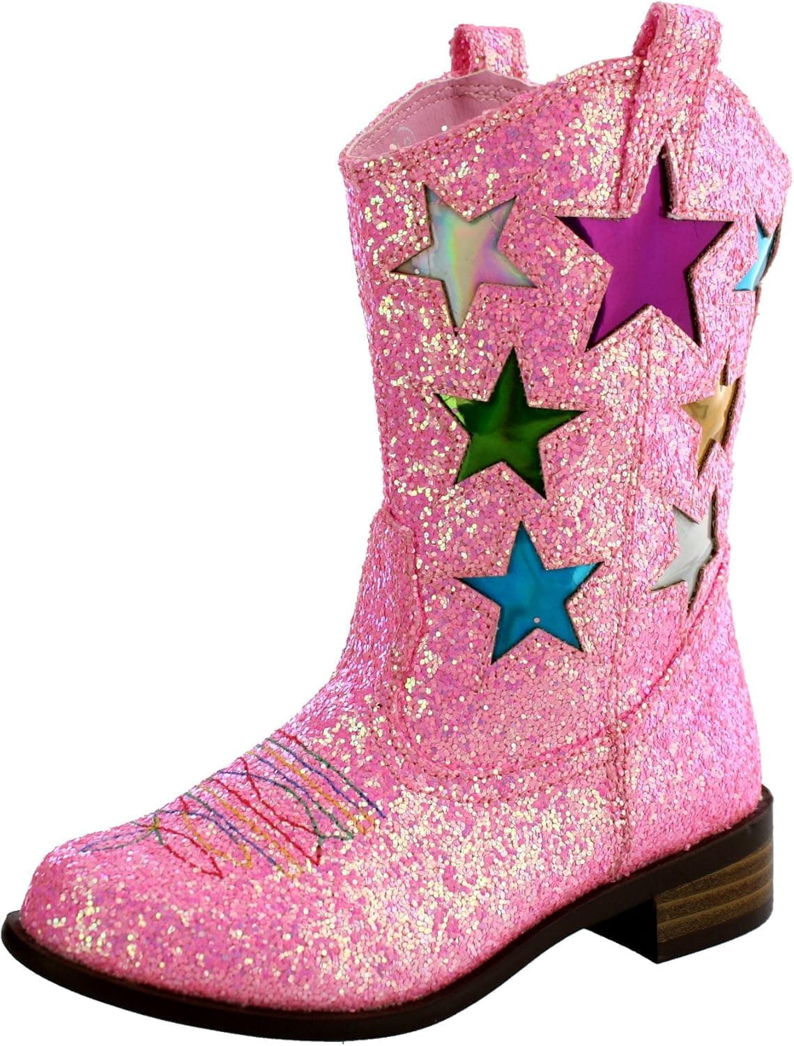 Girls' Metallic Star Western Cowboy Ryder Boots - Vegan Leather - Available in Toddler & Kids Sizes Kids Cowgirl Boots