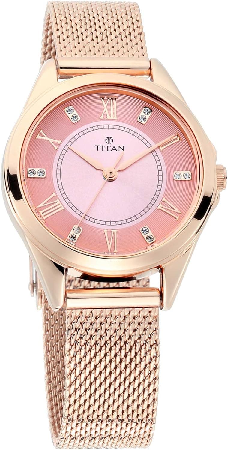 Titan Sparkle Women’s Watch with Swarovski Crystals | Quartz, Water Resistant, Mesh or Leather Band