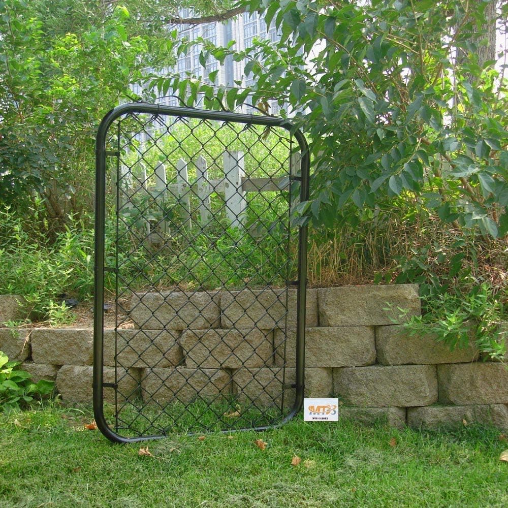 MTB Black Coated Chain Link Fence Gate 48-inch Overall Height by 32-inch Frame Width (Fit a 36-inch Opening), 1 Pack Walk Through Farm Gate