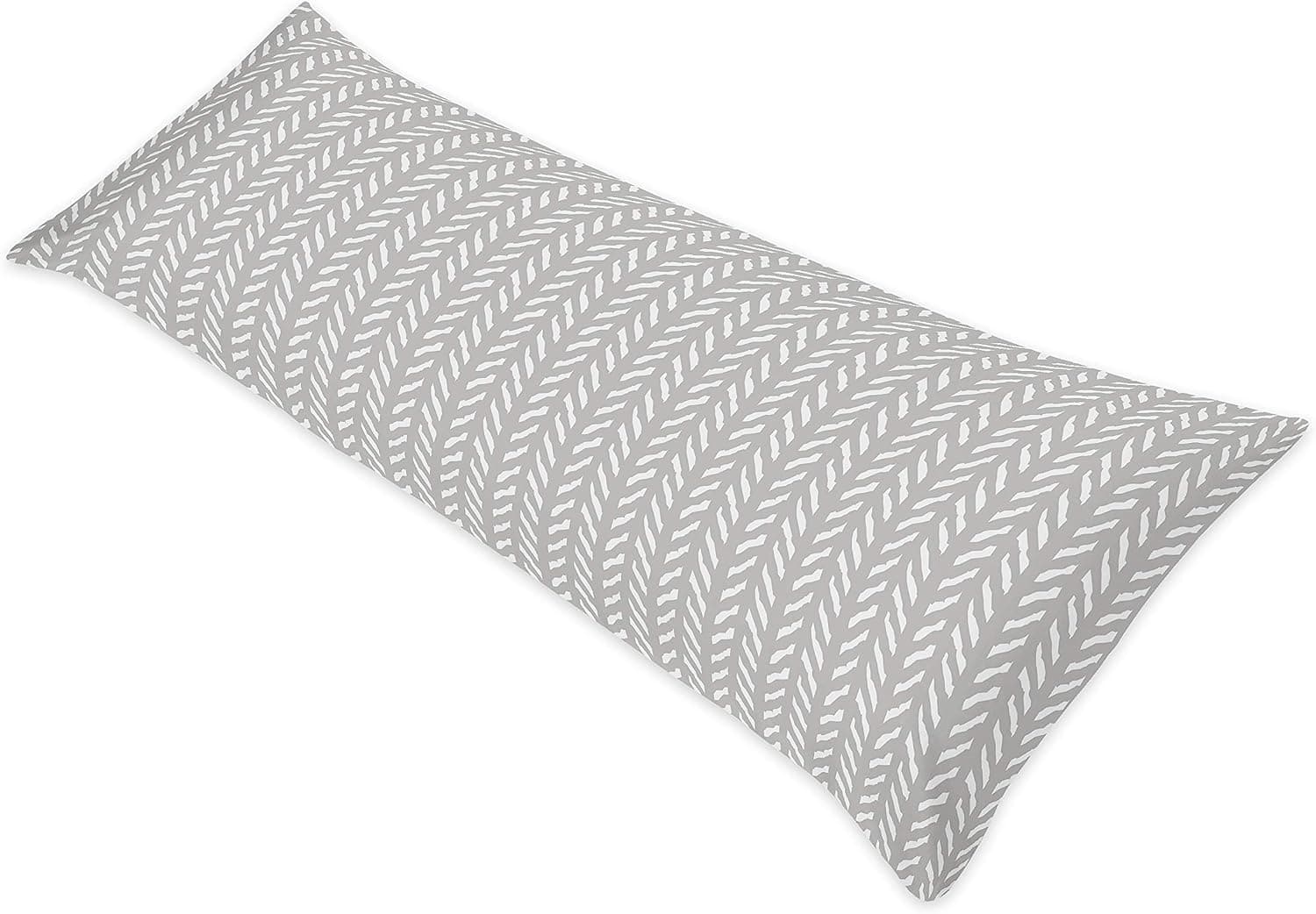 Sweet Jojo Designs Grey and White Boho Herringbone Arrow Body Pillow Case Cover for Gray Woodland Forest Friends Collection (Pillow Not Included)