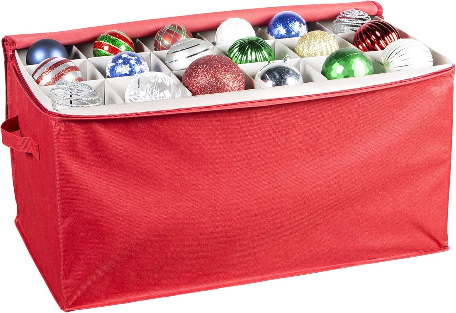 Richards Homewares Holiday Ornaments Storage Cube with 54 Individual Compartments - Made with 600 Denier Polyester Fabric - Convenient Handle