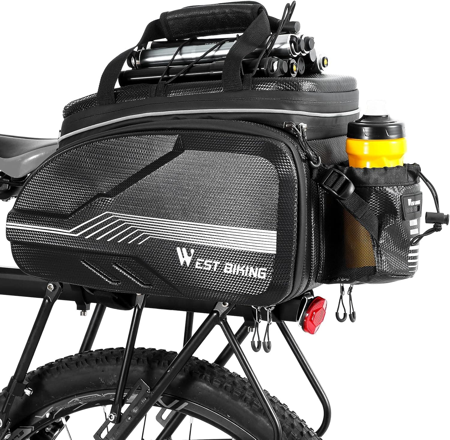 HONGYEA Bike Bags for Bicycles Rear Rack Waterproof | 45L Large Capacity Bike Panniers | Bike Trunk Bag with Extra Padded Foam Bottom | Bicycle Panniers with Rain Cover for Shopping Commuter Trip