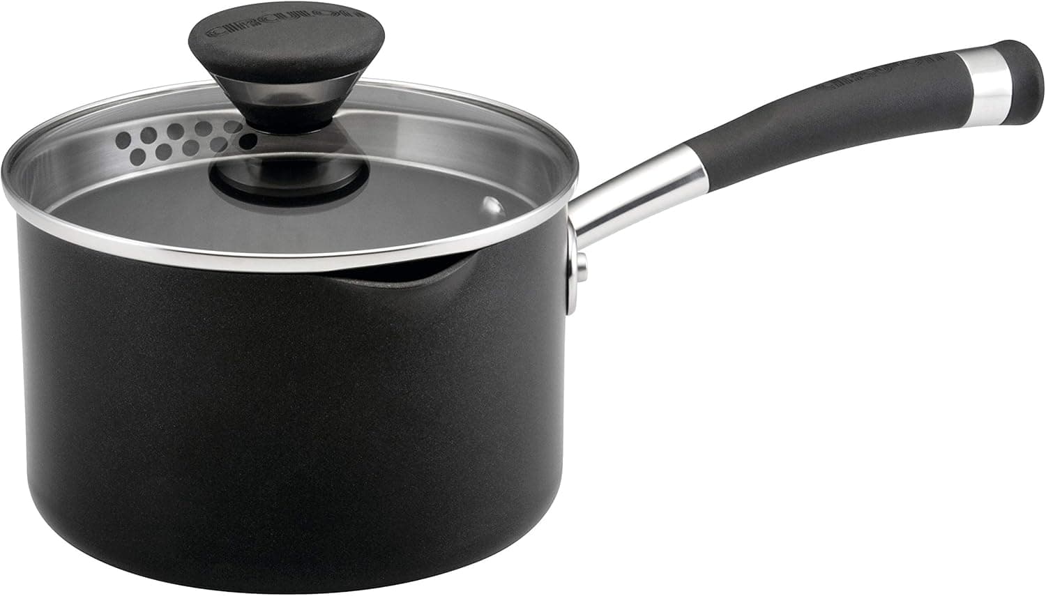 Circulon Acclaim Hard Anodized Nonstick Sauce Pan/Saucepan with Staining and Lid, 2 Quart, Black