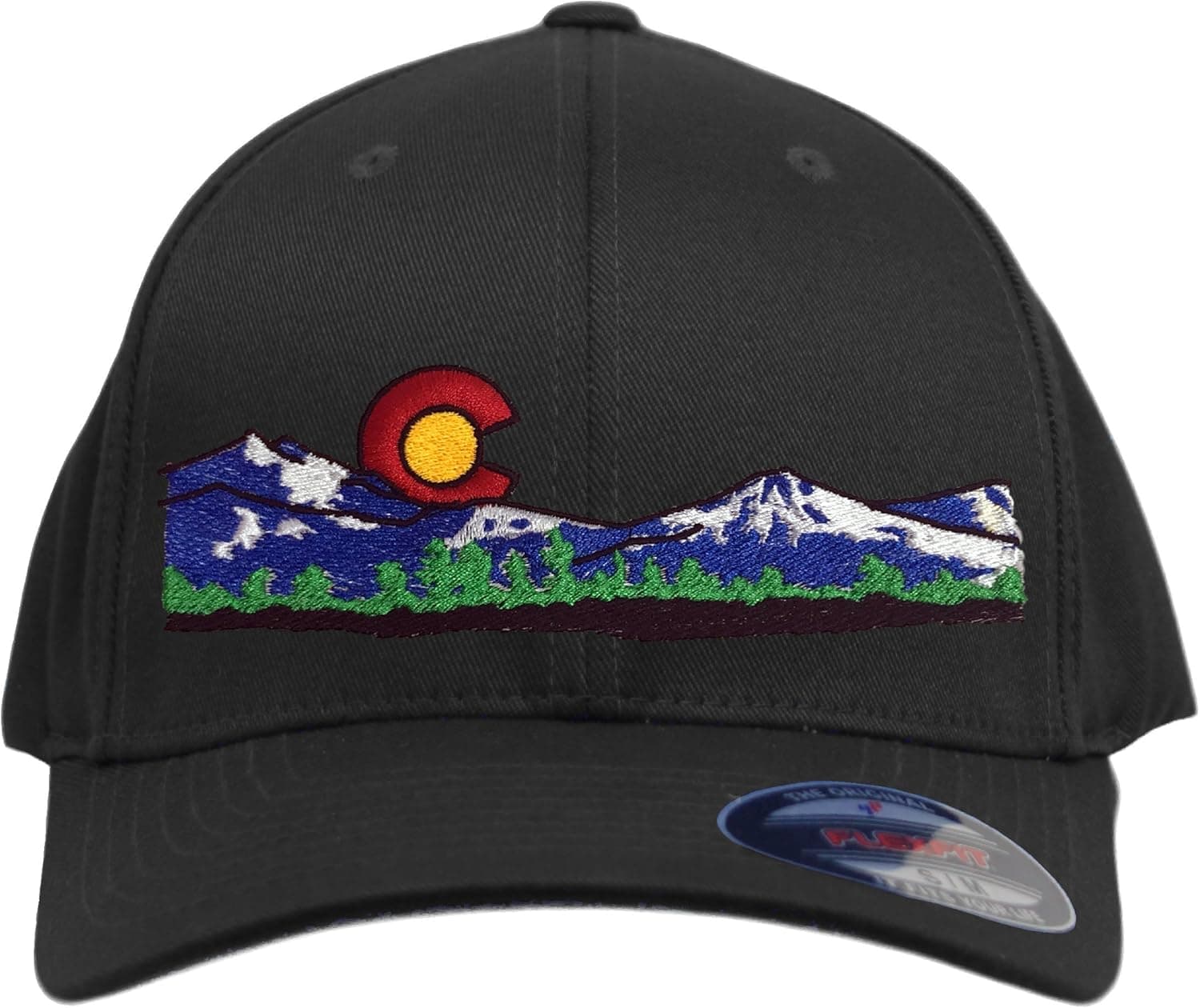 Sunset C Colorado Mountains Flexfit 6277 Hat. Colorado Themed Cap