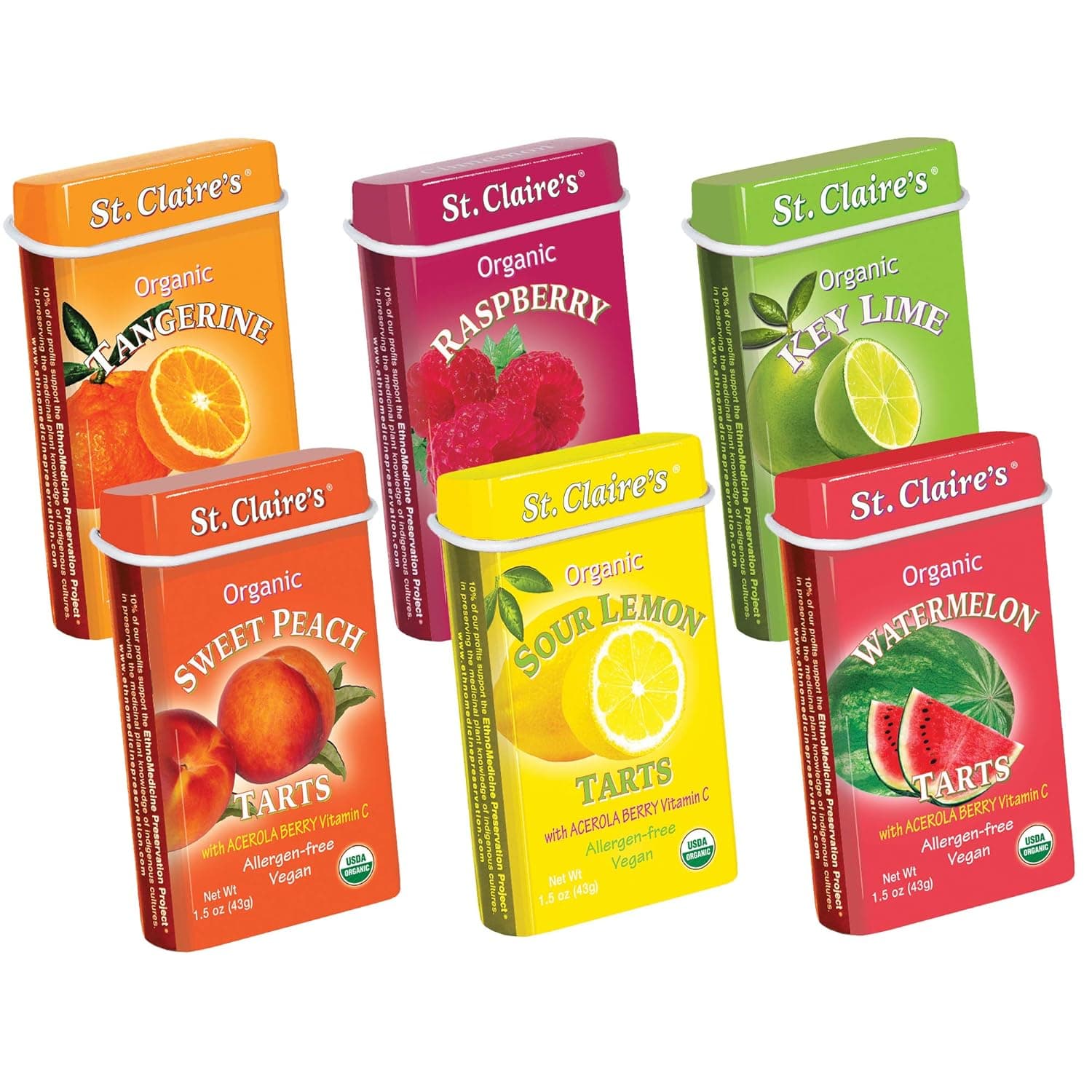 St. Claire's Organic Fruit Tart Candies (6 Flavor Assortment) | Gluten-Free, Vegan, GMO-Free, Plant-based, Allergen-Free | Made in the USA in a Dedicated Allergen-Free Facility