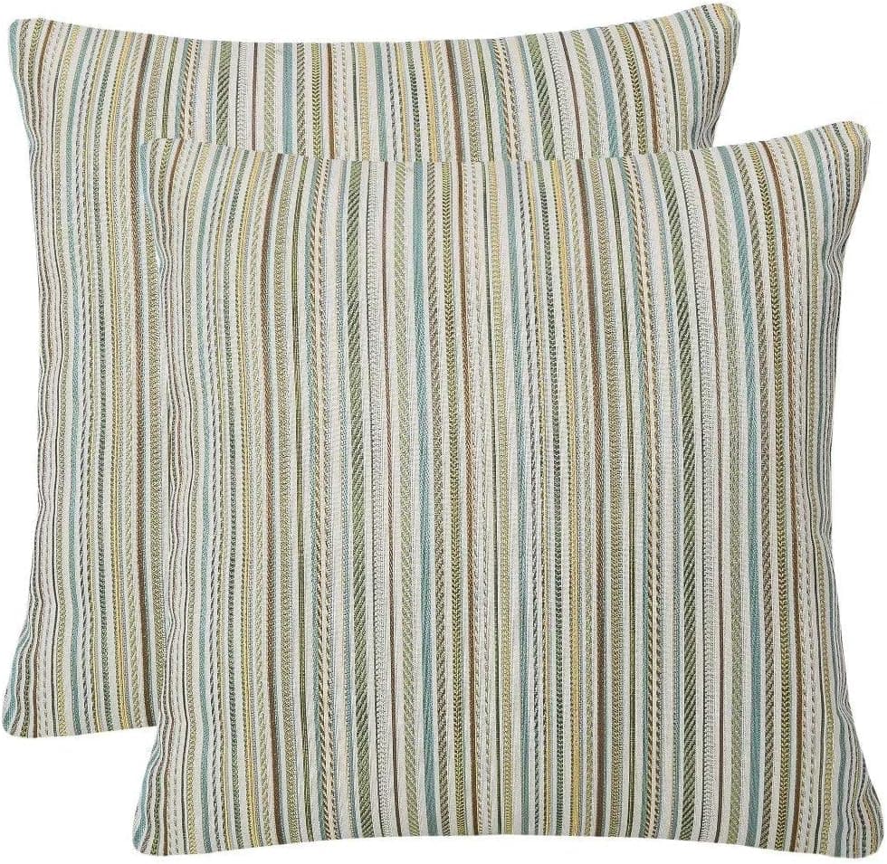 YUKORE Pack of 2 Throw Pillow Cases Couch Sofa Pillow Covers Set for Home Decoration 18x18 Inches, Jacquard Colorful Stripes, Multicolor Teal