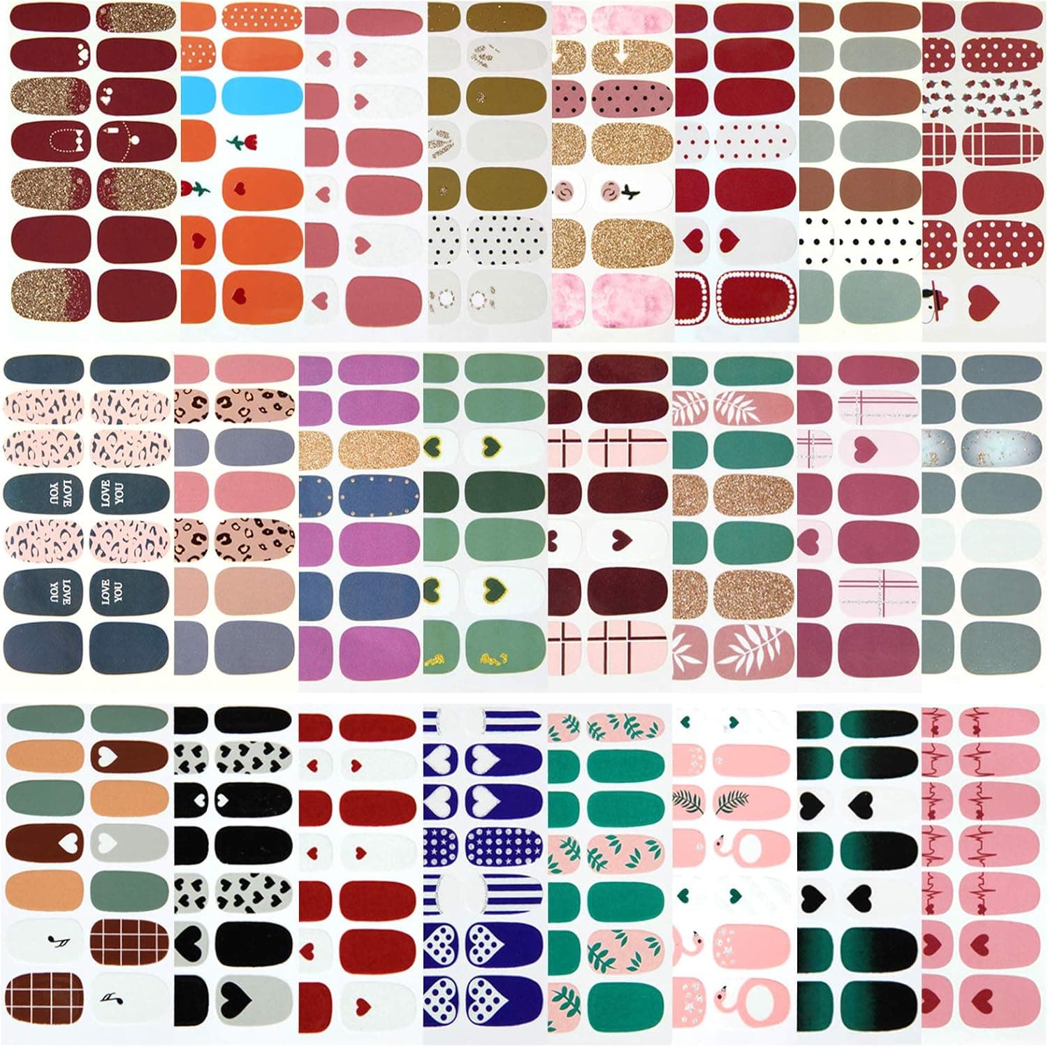 14 Sheets Full Wraps Nail Polish Stickers,Self-Adhesive Nail Strips (Style18)