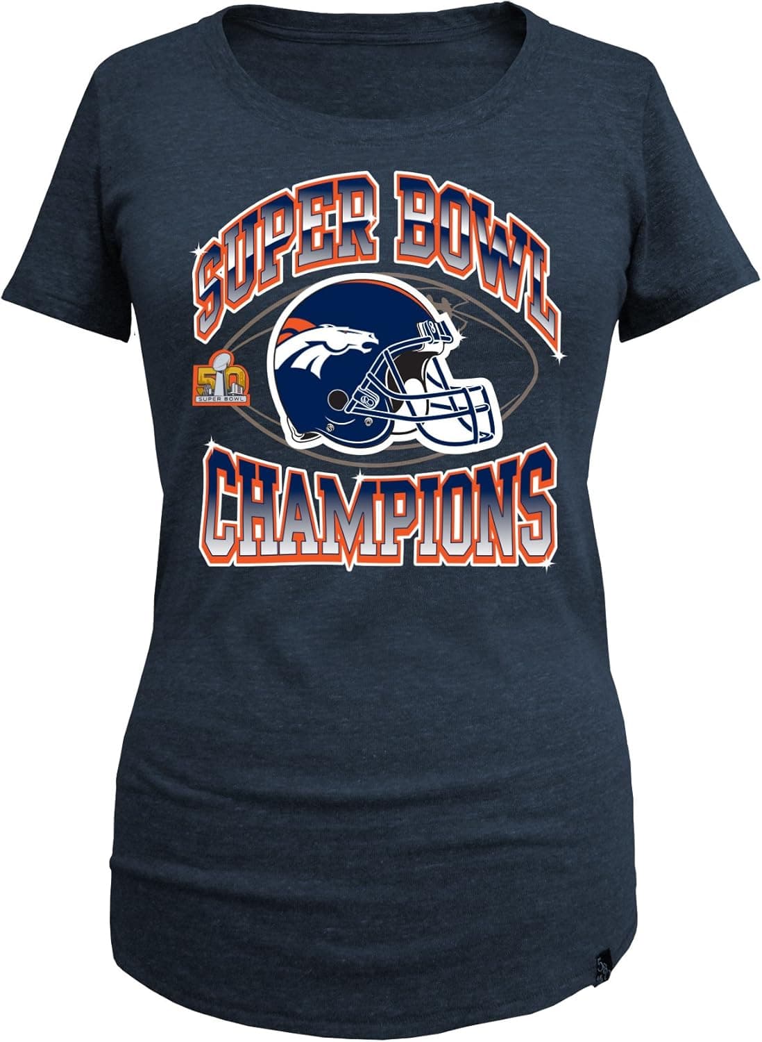 5th & Ocean NFL Denver Broncos Women's Super Bowl Champs Scoop Neck Tee, Large, Blue