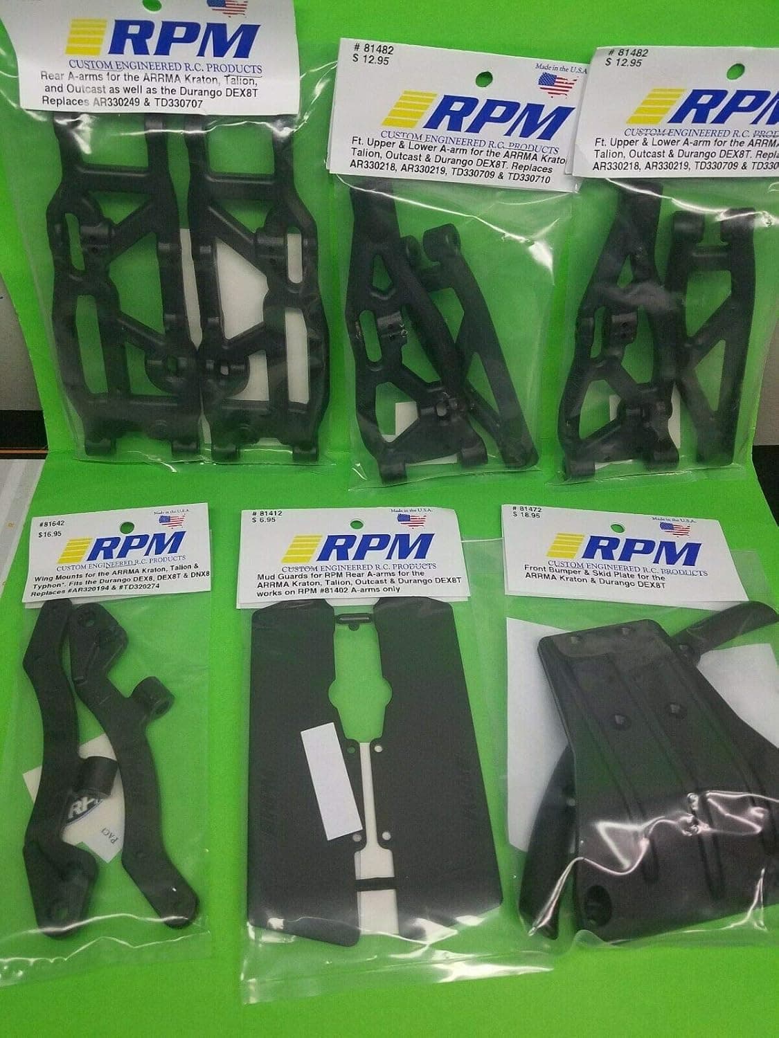 RPM COMBO SET FOR ARRMA KRATON mud gaurds BUMPER A-Arms WING MOUNT Arrma Kraton INCLUDES CHICAGOLAND RC COUPON