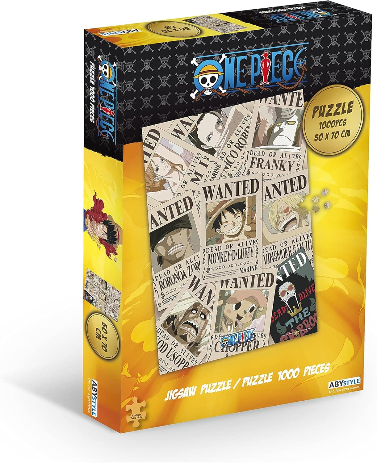 ABYstyle One Piece Anime Wanted Poster Jigsaw Puzzle 1000 Pcs Featuring Luffy, Zoro, Chopper & Sanji Anime Manga Gift