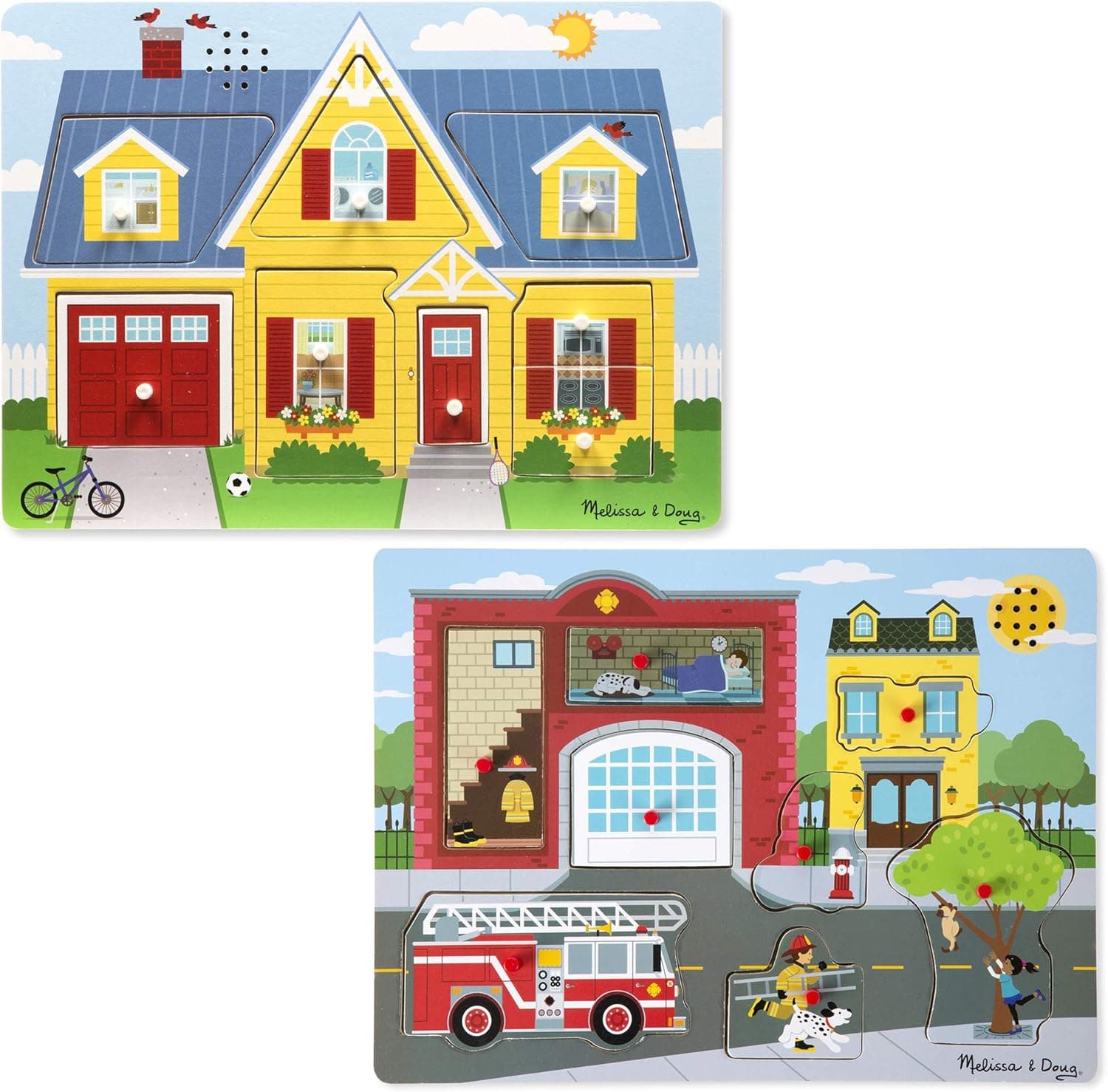Melissa & Doug Sound Puzzle Around The House & Around The Fire Station Puzzle (8 Piece)