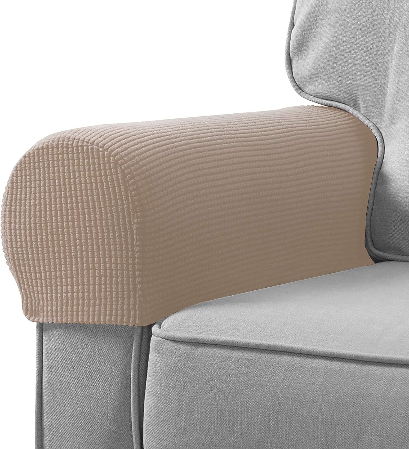 Sofa Armrest Cover Stretch Armchair Slipcover Furniture Armrest Protector for Sofa Chair Recliner Couch Loveseat Set of 2 (Khaki)
