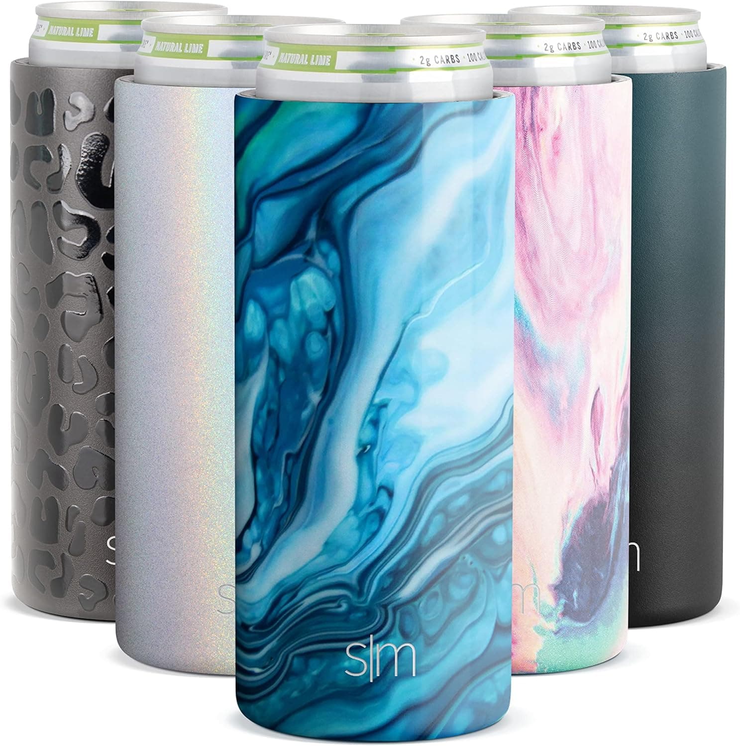 Simple Modern Skinny Can Cooler | Slim Insulated Stainless Steel Drink Sleeve Holder | Insulate Seltzer, Soda, Beer, Energy Drinks | Gift for Women Her | Ranger Collection | Slim 12oz | Ocean Geode