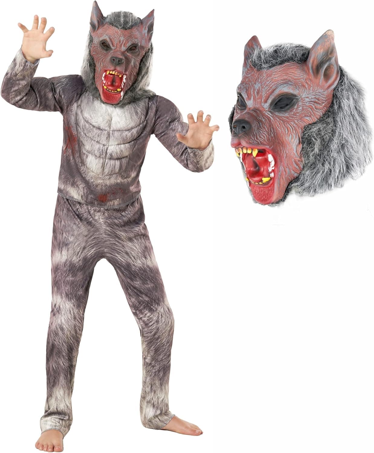 Morph Wolf Costume Kids, Boys Werewolf Costume Kids, Kids Werewolf Costumes for Boys, Werewolf Mask for Kids