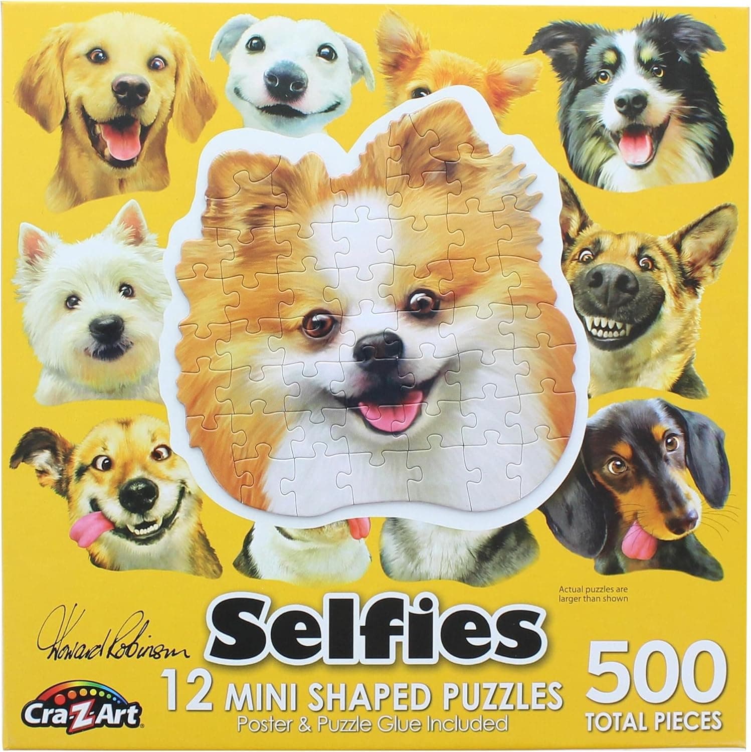 RoseArt Mini-Shaped Jigsaw Puzzle 500pc Dog Selfies