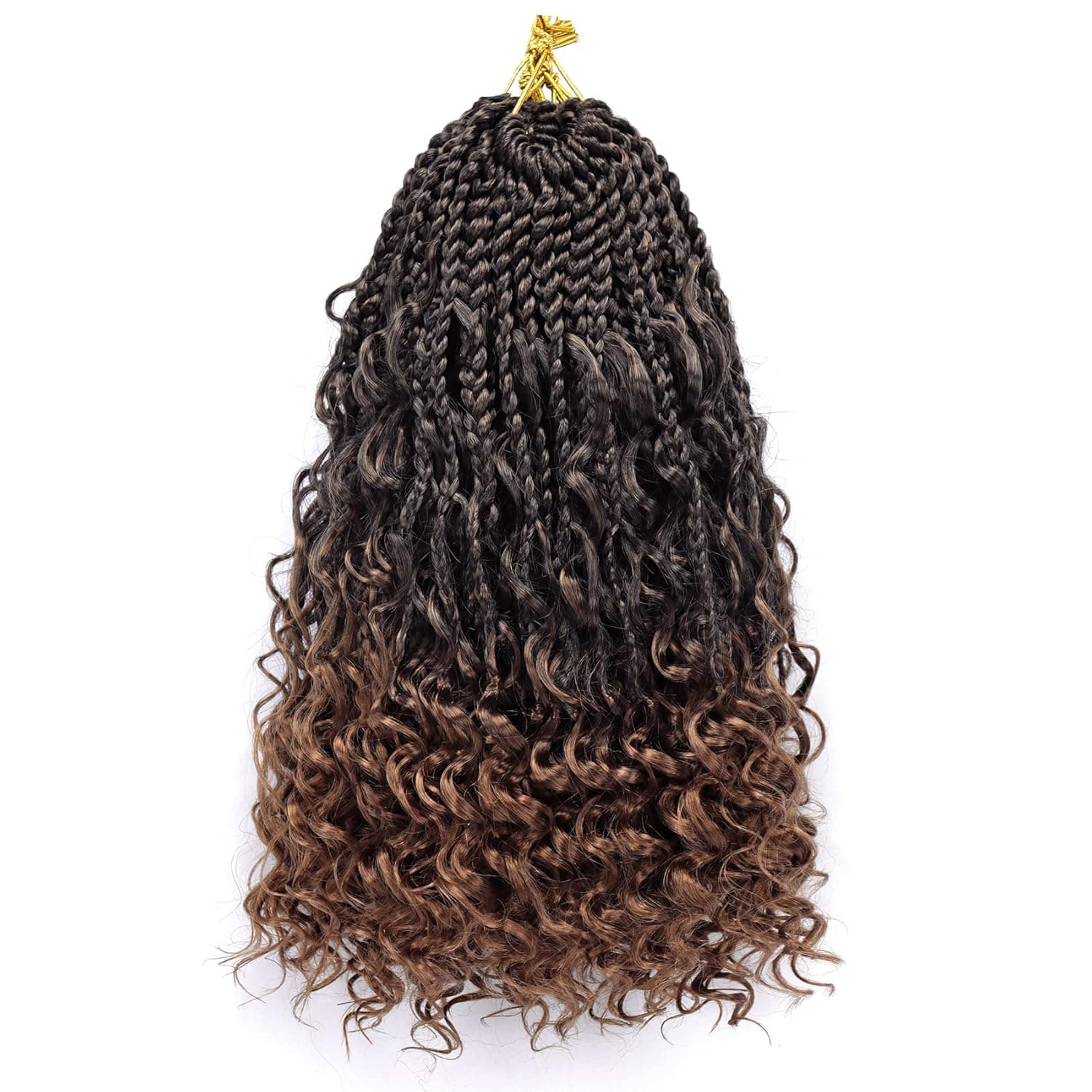 Goddess Box Braids Crochet Hair 12 Inch 8 Packs Pre-looped Bohemian Crochet Boho Box Braids With Curly Ends 3X Crochet Braids Hair for Women Synthetic Braiding Hair 16 Strands (#1B/30)
