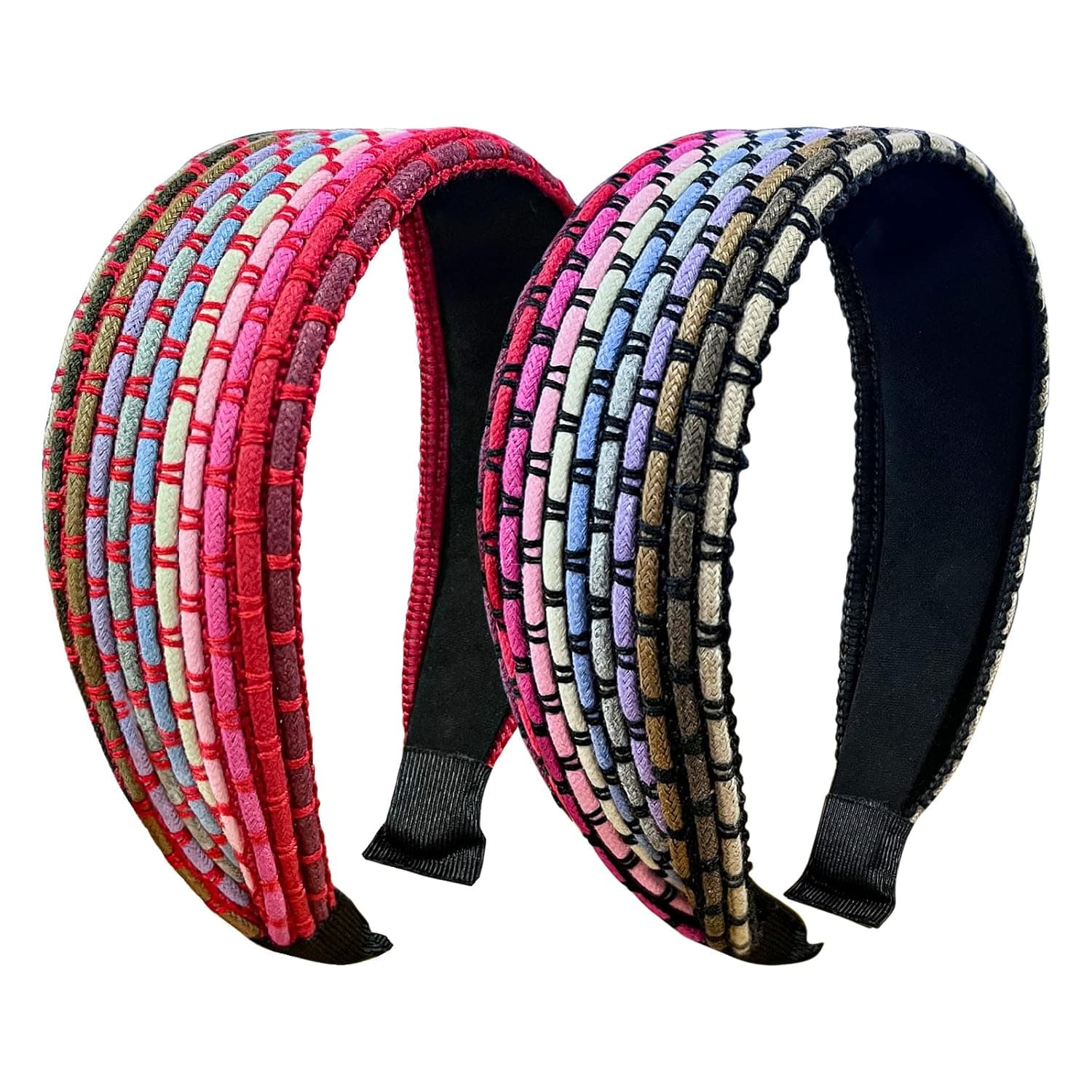 Jeedoo women headbands Head Bands,Wide Headbands for Women, Simple and Non Slip Hair Accessories 2pcs (Black / Red)