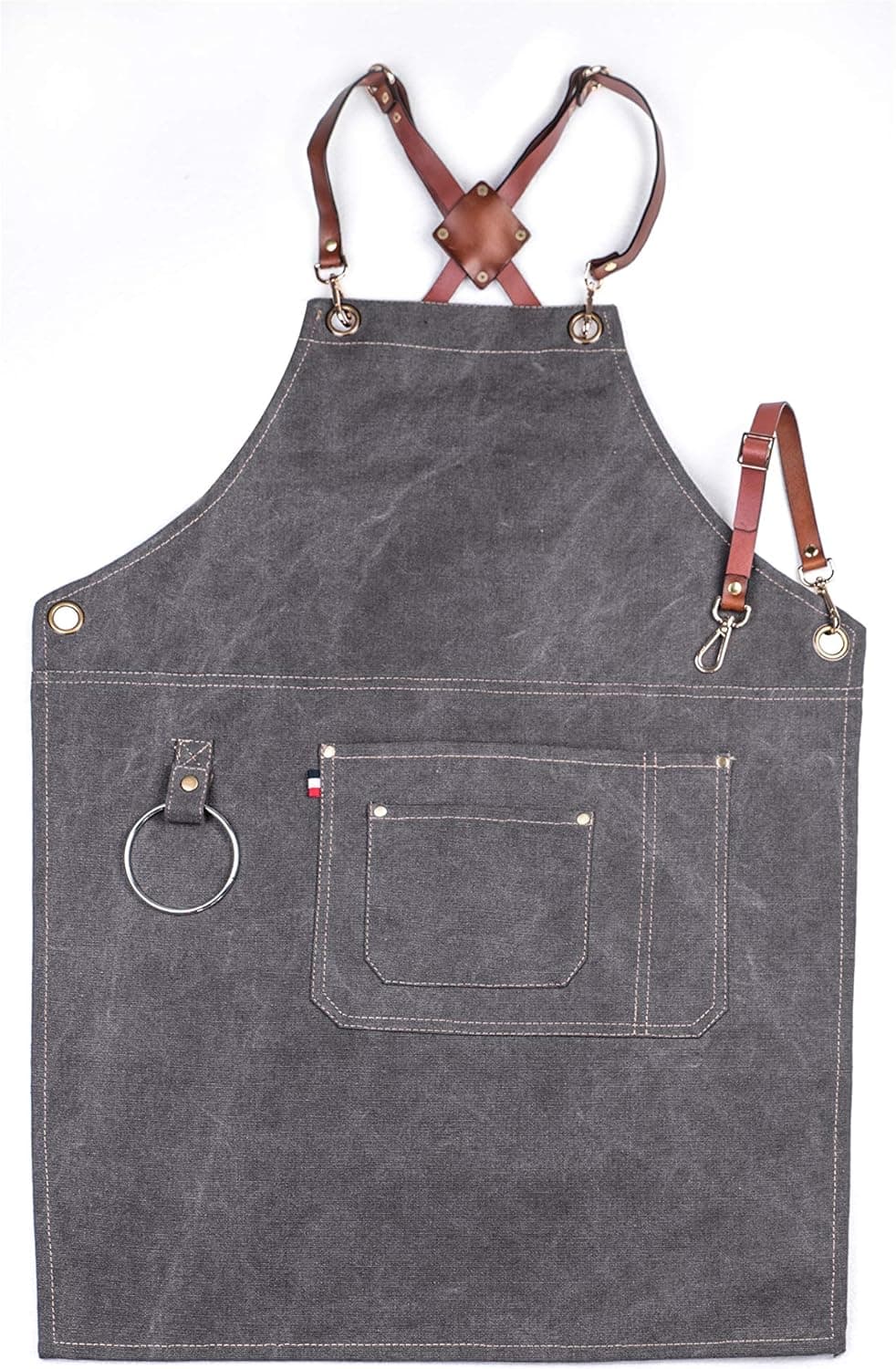 RUIKA Tool Apron - Wax Canvas Work Apron Strap Multifunctional Pocket - Wax Canvas Durable Work Apron - Smart Cross Leather Strap Design for Both Men and Women