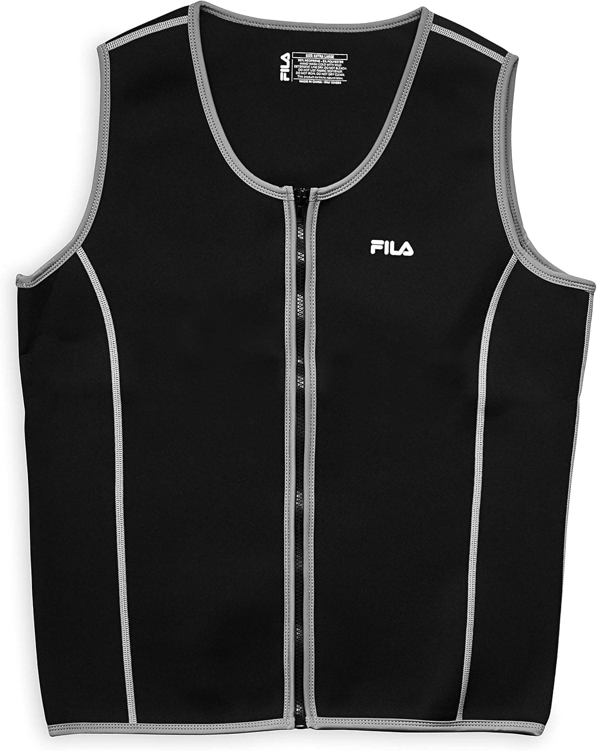FILA Accessories Men's Sauna Vest - Neoprene Sweat Suit Zipper Tank Top Hot Slimming Body Shaper