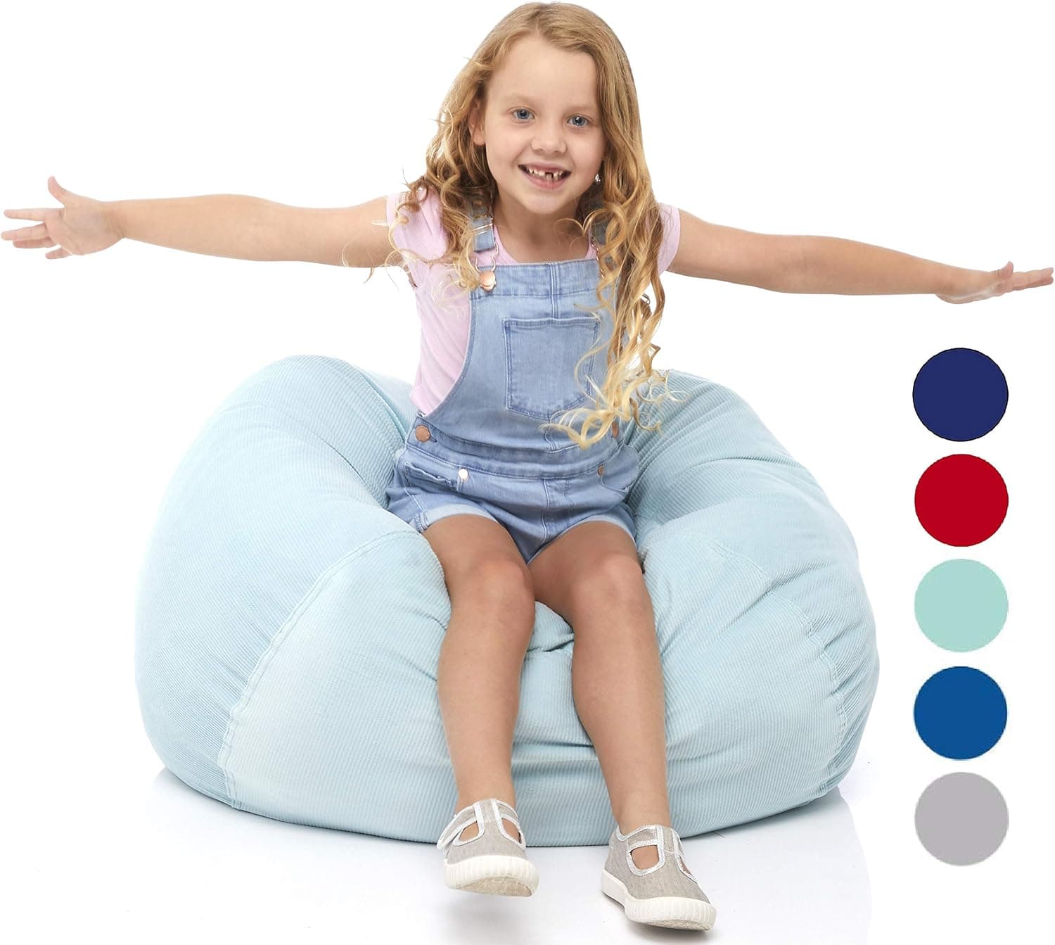 Delmach Stuffed Animal Storage Bean Bag Chair | 33" Width Large | Double Stitched | Bean Bag Cover | Durable Zipper | Fill with Anything Soft | Beans not Included