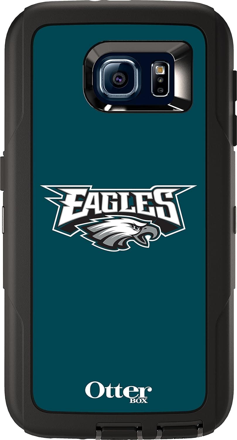 OtterBox DEFENDER SERIES for Samsung Galaxy S6, NFL EAGLES - Retail Packaging - NFL EAGLES (BLACK W/PHILADELPHIA EAGLES NFL LOGO)