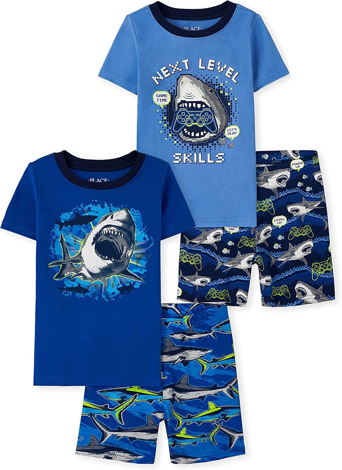 The Children's Place Boys Sleeve Top and Shorts Snug Fit 100% Cotton 2 Piece Pajama Sets
